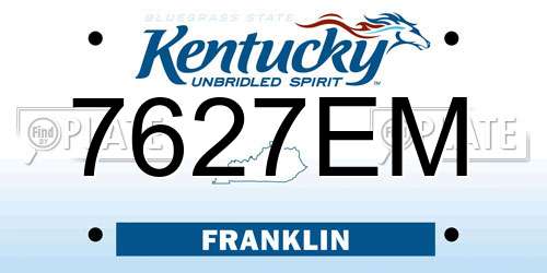 7627EM Kentucky License Plate