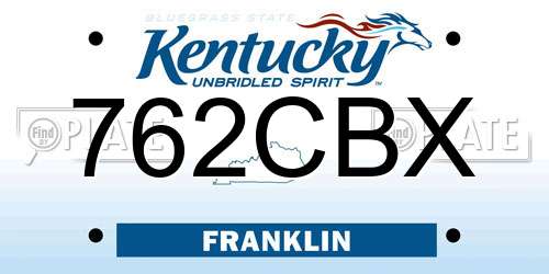762CBX Kentucky License Plate