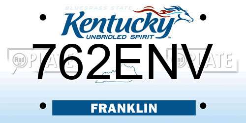 762ENV Kentucky License Plate