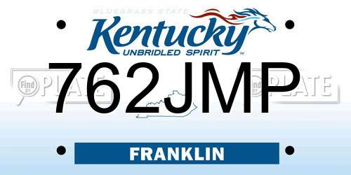 762JMP Kentucky License Plate