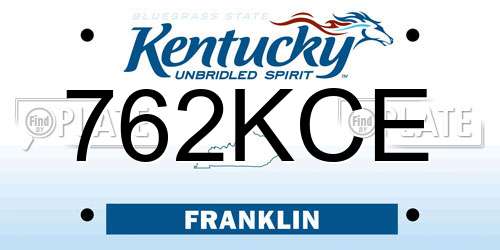 762KCE Kentucky License Plate