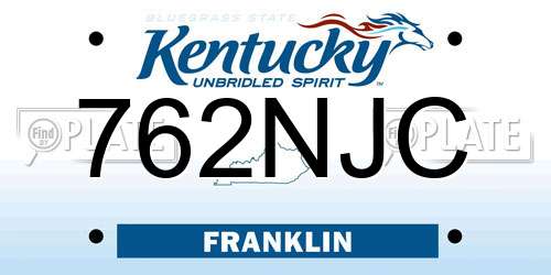 762NJC Kentucky License Plate