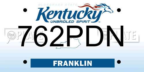 762PDN Kentucky License Plate