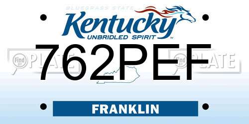 762PEF Kentucky License Plate