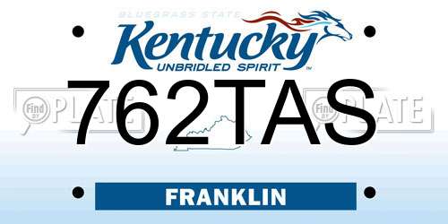 762TAS Kentucky License Plate