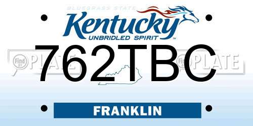 762TBC Kentucky License Plate