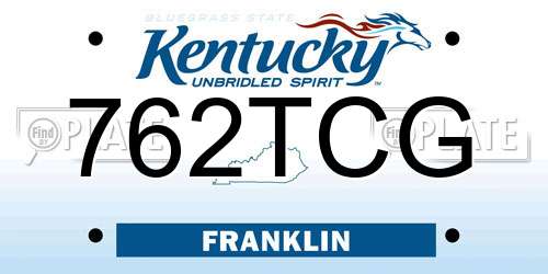 762TCG Kentucky License Plate