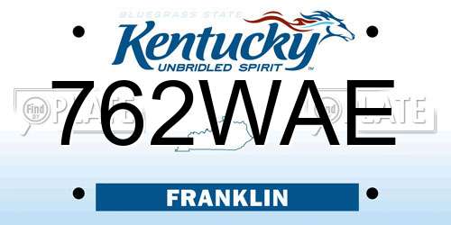 762WAE Kentucky License Plate