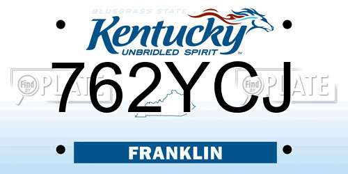 762YCJ Kentucky License Plate