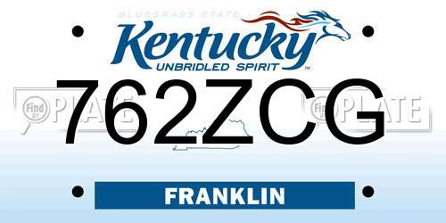 762ZCG Kentucky License Plate