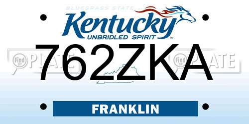 762ZKA Kentucky License Plate