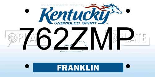 762ZMP Kentucky License Plate