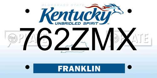 762ZMX Kentucky License Plate