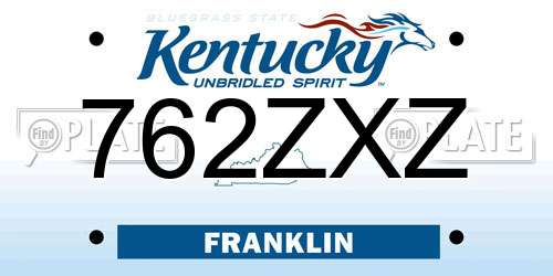 762ZXZ Kentucky License Plate