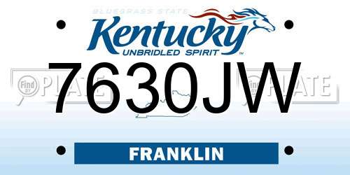 7630JW Kentucky License Plate