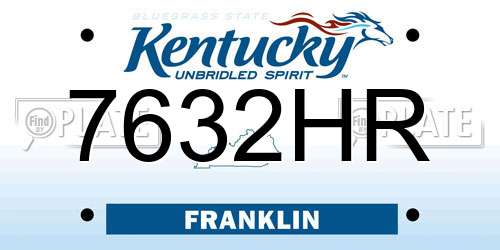 7632HR Kentucky License Plate