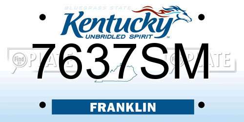 7637SM Kentucky License Plate