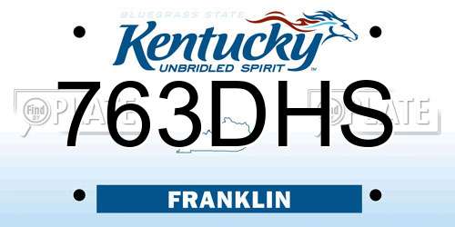 763DHS Kentucky License Plate