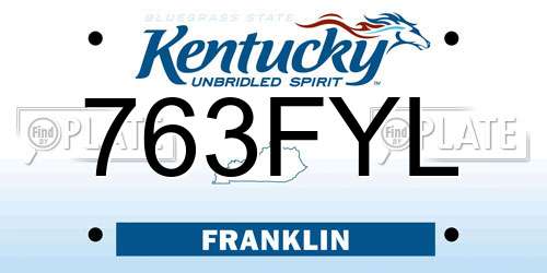 763FYL Kentucky License Plate