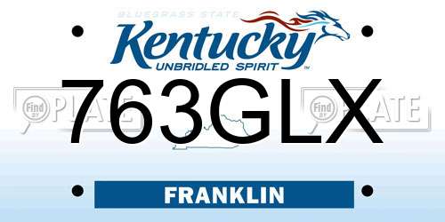 763GLX Kentucky License Plate
