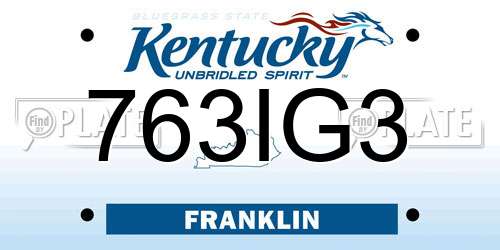 763IG3 Kentucky License Plate