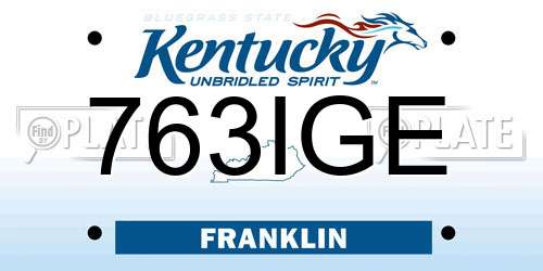 763IGE Kentucky License Plate