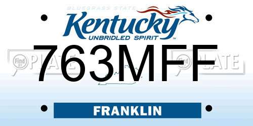 763MFF Kentucky License Plate