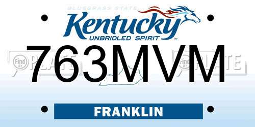 763MVM Kentucky License Plate