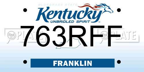 763RFF Kentucky License Plate