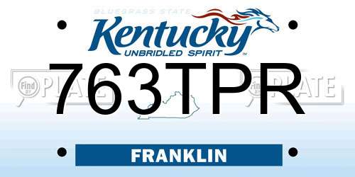 763TPR Kentucky License Plate