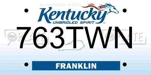 763TWN Kentucky License Plate