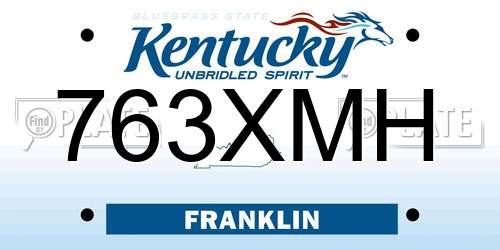 763XMH Kentucky License Plate
