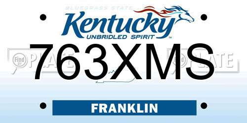 763XMS Kentucky License Plate