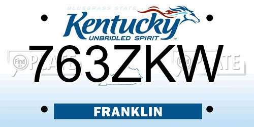 763ZKW Kentucky License Plate