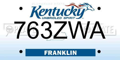 763ZWA Kentucky License Plate