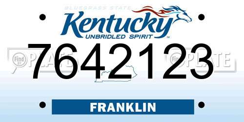 7642123 Kentucky License Plate