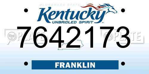 7642173 Kentucky License Plate