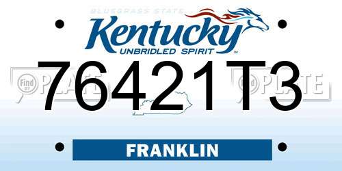 76421T3 Kentucky License Plate
