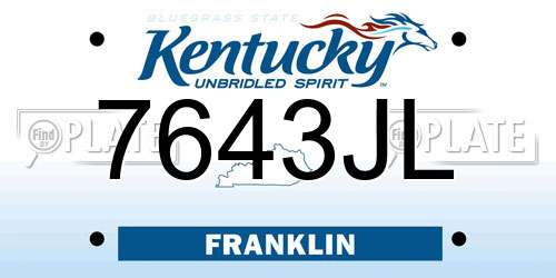 7643JL Kentucky License Plate