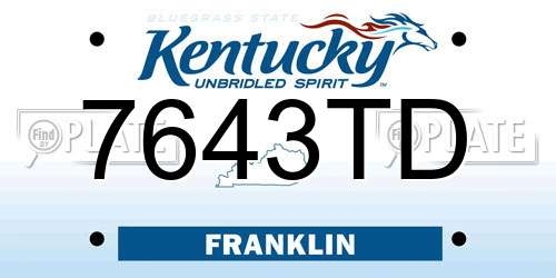 7643TD Kentucky License Plate