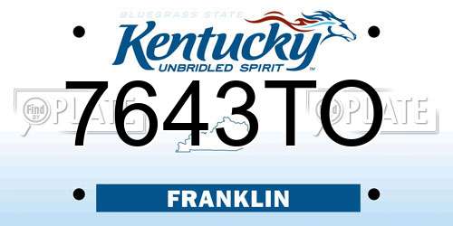 7643TO Kentucky License Plate