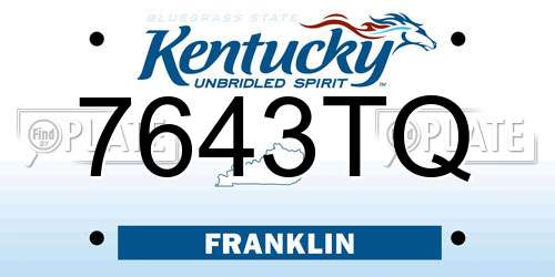 7643TQ Kentucky License Plate
