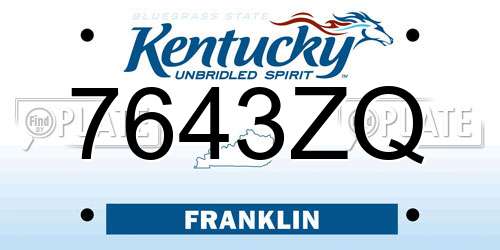 7643ZQ Kentucky License Plate