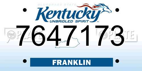 7647173 Kentucky License Plate