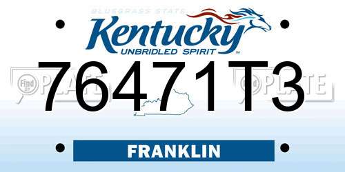 76471T3 Kentucky License Plate