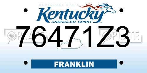 76471Z3 Kentucky License Plate