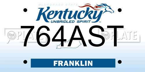 764AST Kentucky License Plate