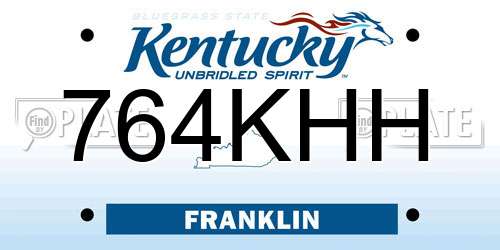 764KHH Kentucky License Plate