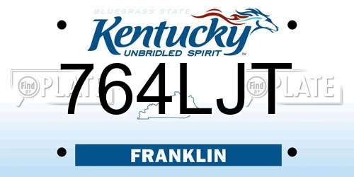 764LJT Kentucky License Plate