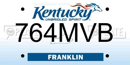764MVB Kentucky License Plate